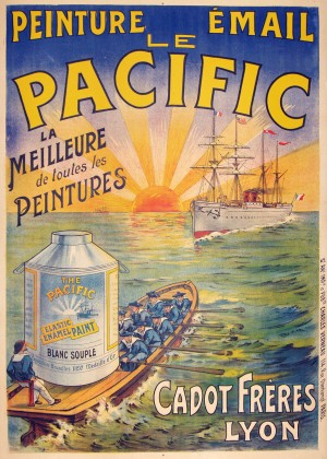 Peinture Email Le Pacific vintage travel poster